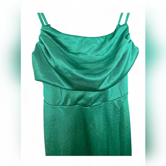 Asos Emerald Green Spaghetti Strap Satiny Corset Evening Dress, Women Size 6 - Picture 3 of 9